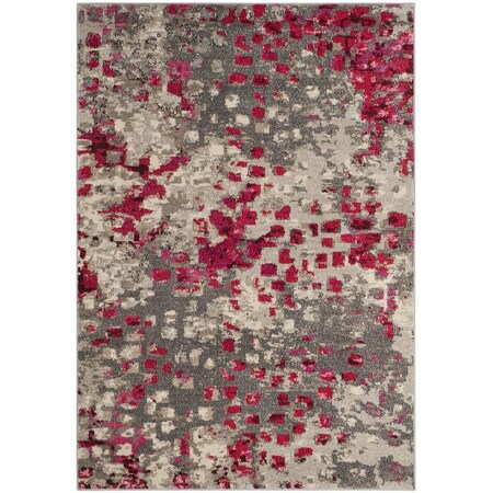 Safavieh 4 ft. x 5 ft.7 in. Monaco Power Loomed Small Rectangle Area Rug Grey & Fuchsia MNC225R-4